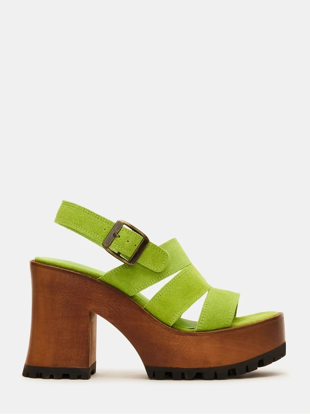 Steve Madden Encino Green Suede Platform Sandals - Picture 2 of 4